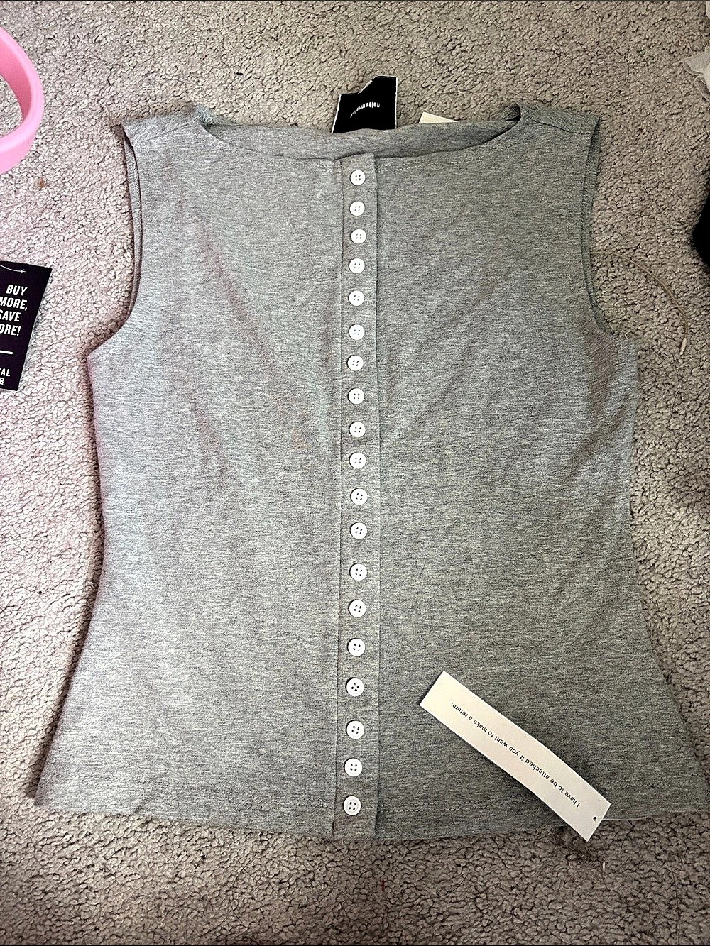 Reformation Julie Knit Top Button Front Gray Small